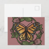 Carte Postale Papillon monarque et trèfle (Devant / Derrière)