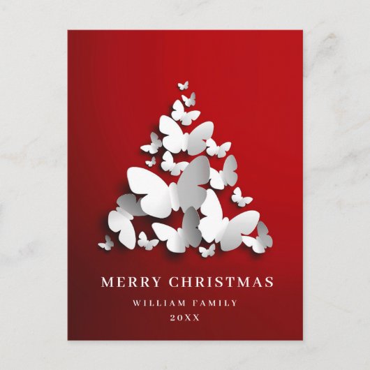 Carte Postale Papillon Monarque Noël Arbre de voeux Fête (Devant)