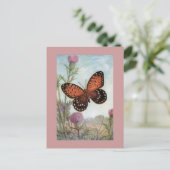 Carte postale Papillon Monarque sur Trèfle Violet (Debout devant)