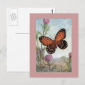 Carte postale Papillon Monarque sur Trèfle Violet (Devant / Derrière)