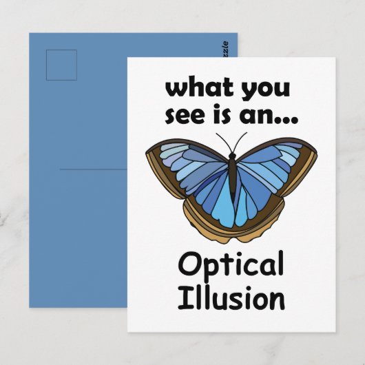 Carte Postale Papillon Morpho Bleu Illusion d'Optique Citation D (Devant / Derrière)