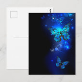 Carte Postale Papillon Morpho sur fond sombre (Devant / Derrière)