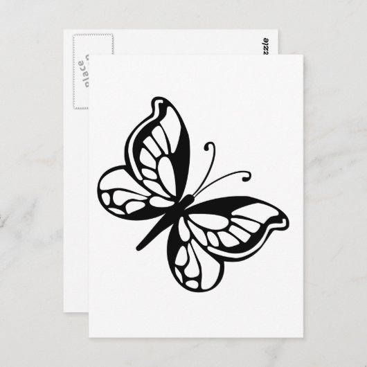 Carte Postale Papillon noir et blanc (Devant / Derrière)