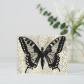 Carte Postale Papillon noir et blanc sur Arrière - plan fissuré (Debout devant)