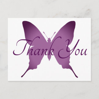 Carte Postale Papillon Ombre Violet Merci Silhouette