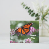 Carte Postale Papillon orange monarque floral Merci (Debout devant)