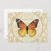 Carte Postale Papillon orange vintage (Devant / Derrière)