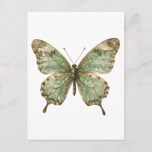 Carte Postale Papillon Orné aux Ailes à Motif de Feuille