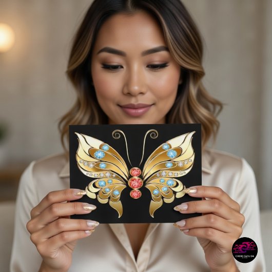 Carte Postale Papillon orné d'or