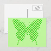 Carte Postale Papillon, points rétro, nuances vert citron (Devant / Derrière)
