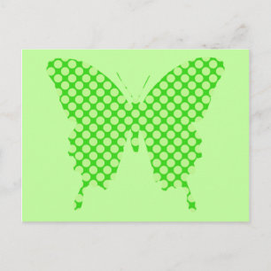 Carte Postale Papillon, points rétro, nuances vert citron