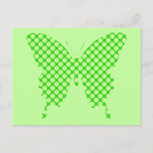 Carte Postale Papillon, points rétro, nuances vert citron (Devant)
