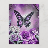 Papillon pourpre et Roses