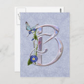 Carte Postale Papillon précieux initial B (Devant / Derrière)