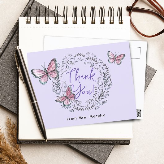 Carte Postale Papillon Professeur Merci