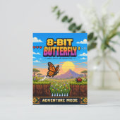 Carte Postale Papillon, Rétro Pixel Art 8-Bit (Debout devant)