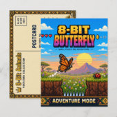 Carte Postale Papillon, Rétro Pixel Art 8-Bit (Devant / Derrière)