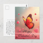 Carte Postale Papillon romantique pour la Saint-Valentin (Devant / Derrière)