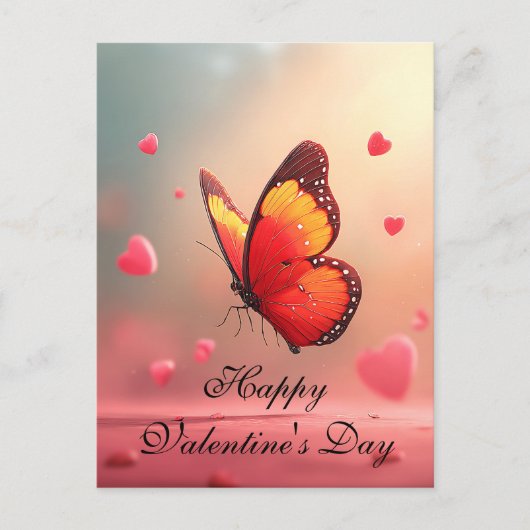 Carte Postale Papillon romantique pour la Saint-Valentin (Devant)
