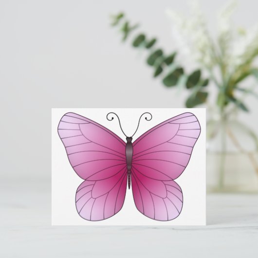 Carte postale Papillon rose (Debout devant)