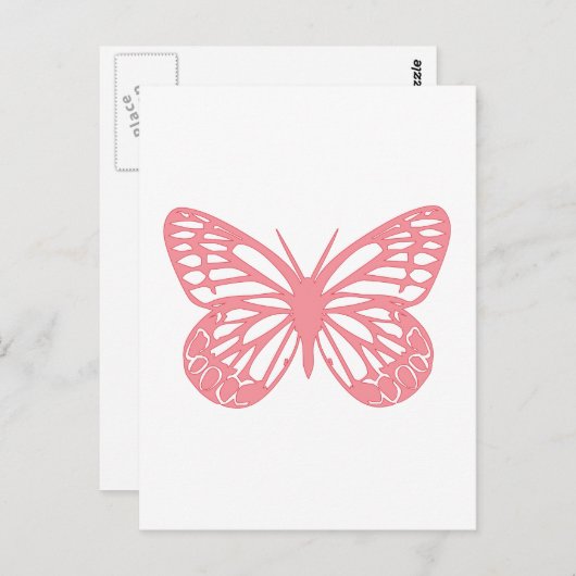 Carte Postale Papillon rose (Devant / Derrière)
