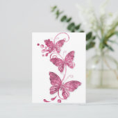 Carte Postale papillon rose (Debout devant)