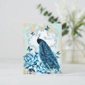 Carte postale Papillon Rose bleu Peacock vintage (Debout devant)