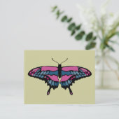 Carte postale Papillon rose et bleu (Debout devant)