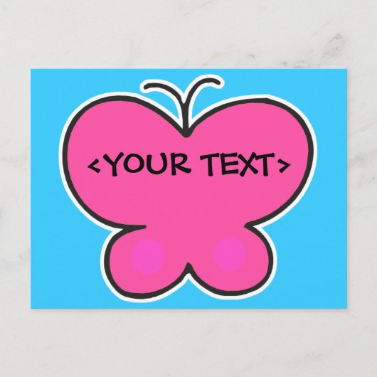 Carte Postale papillon rose mignon,<YOUR TEXT> (Devant)