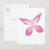 Carte Postale Papillon rose pour la sensibilisation au cancer du (Devant / Derrière)