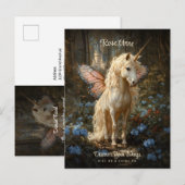 Carte Postale Papillon rose Unicorn Fairyland Castle (Devant / Derrière)