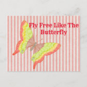 Carte Postale Papillon rouge jaune vert vintage rétro (Devant)