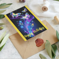 Papillon scintillant violet jaune bleu personnalis