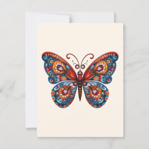 Carte Postale Papillon style art populaire