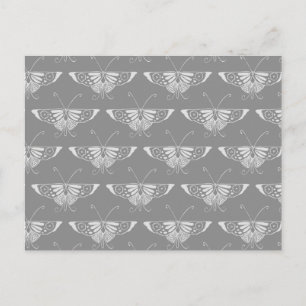 Carte Postale Papillon stylisé Art Déco, nuances de gris