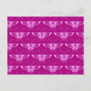 Carte Postale Papillon stylisé Déco - magenta et rose