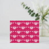 Carte Postale Papillon stylisé Déco - rose fuchsia (Debout devant)