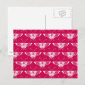 Carte Postale Papillon stylisé Déco - rose fuchsia (Devant / Derrière)
