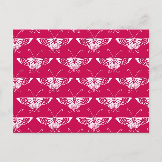 Carte Postale Papillon stylisé Déco - rose fuchsia (Devant)
