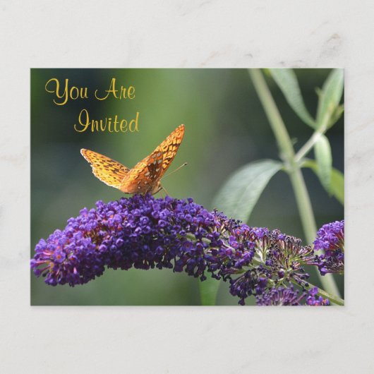 Carte Postale Papillon Sur Invitation Fleur (Devant)