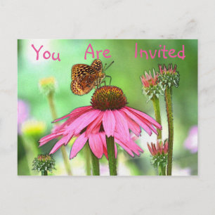 Carte Postale Papillon Sur Invitation Fleur
