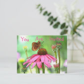Carte Postale Papillon Sur Invitation Fleur (Debout devant)