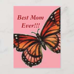 Carte Postale Papillon sur Pink Happy Mother's Day ! ! !