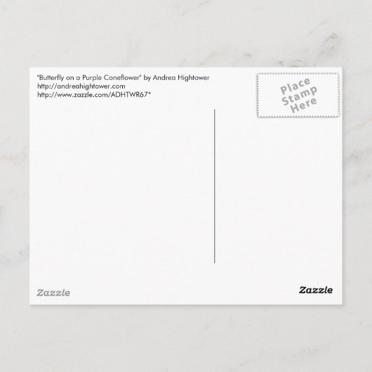 Carte Postale Papillon sur un confleur pourpre (Dos)
