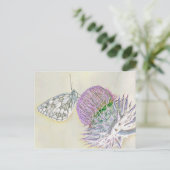 Carte Postale Papillon sur une fleur rouge (Debout devant)