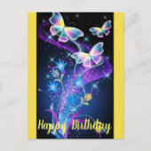 Carte Postale Papillon teinté jaune violet (Devant)