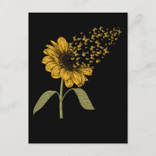 Carte Postale Papillon Tournesol Femmes Filles Floral Papillons