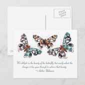 Carte Postale Papillon Turquoise Avec Citation (Devant / Derrière)
