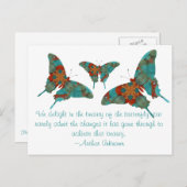 Carte Postale Papillon Turquoise Avec Dit (Devant / Derrière)