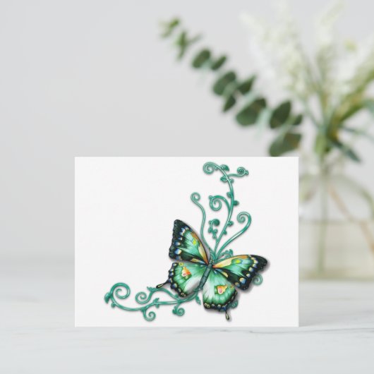 Carte Postale papillon vert (Debout devant)